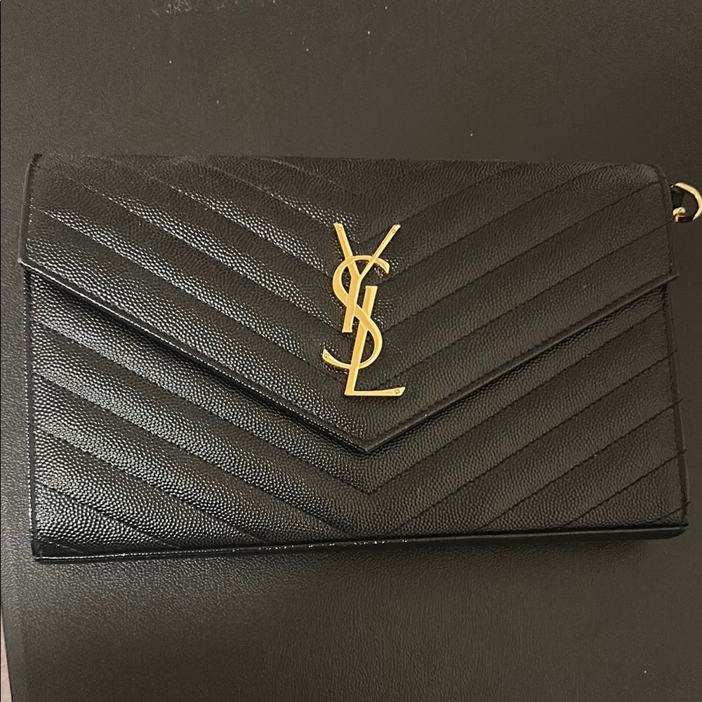 Yves Saint Laurent Black Quilted Leather Clutch